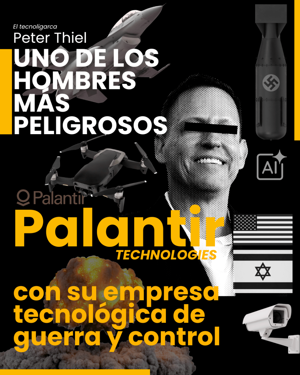Imagen de Palantir Technolgies y Peter Thiel como fundador